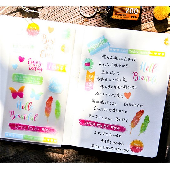 Sticker tone pastel trang trí sổ tay thiệp DIY nhiều kiểu dáng, nhãn dán cute nhiều màu sắc decor bullet journal