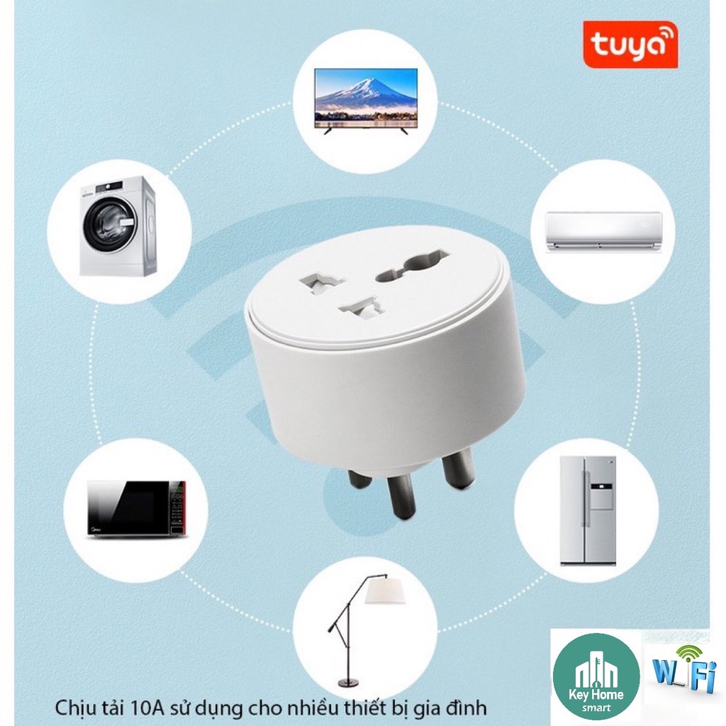 Ổ cắm điện thông minh Tuya Smart Life 10A kết nối Wifi - Dùng mọi loại phích cắm