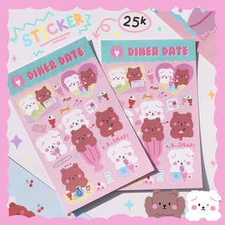 Sticker dán sổ, mũ bảo hiểm, laptop trang trí Diner Date dễ thương