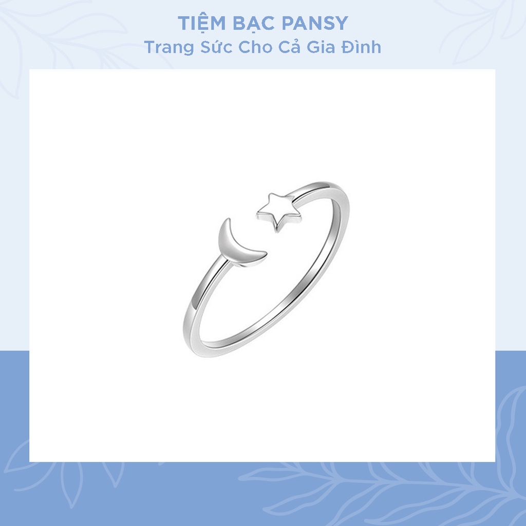 Nhẫn bạc nữ PANSY trăng sao freesize - Nhẫn bạc ta thiết kế basic cá tính