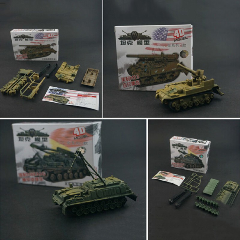 Bộ 8 đồ chơi lắp ráp mô hình xe tăng quân đội 4D bằng nhựa tỉ lệ 1:72 cho trẻ em