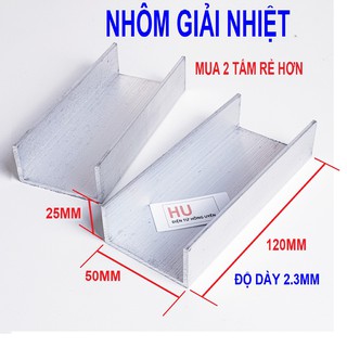 Nhôm U giải nhiệt bắt 14 D718 120MM. Nhôm hộp làm máy 2 vế e chung. Tấm nhôm U dày 2,5 Li giải nhiệt nhanh