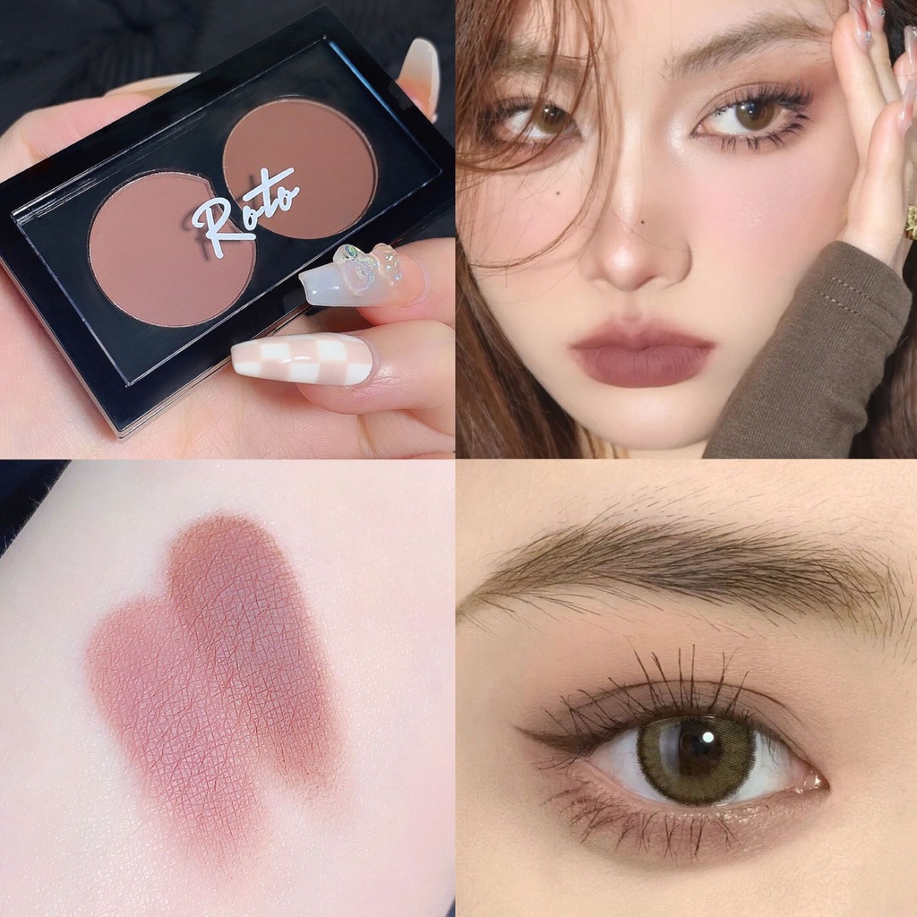 Bảng Phấn Mắt ROTO Chất Acrylic Lì Lấp Lánh Trang Điểm Mắt Khói Tông Nude Sắc Tố Đen