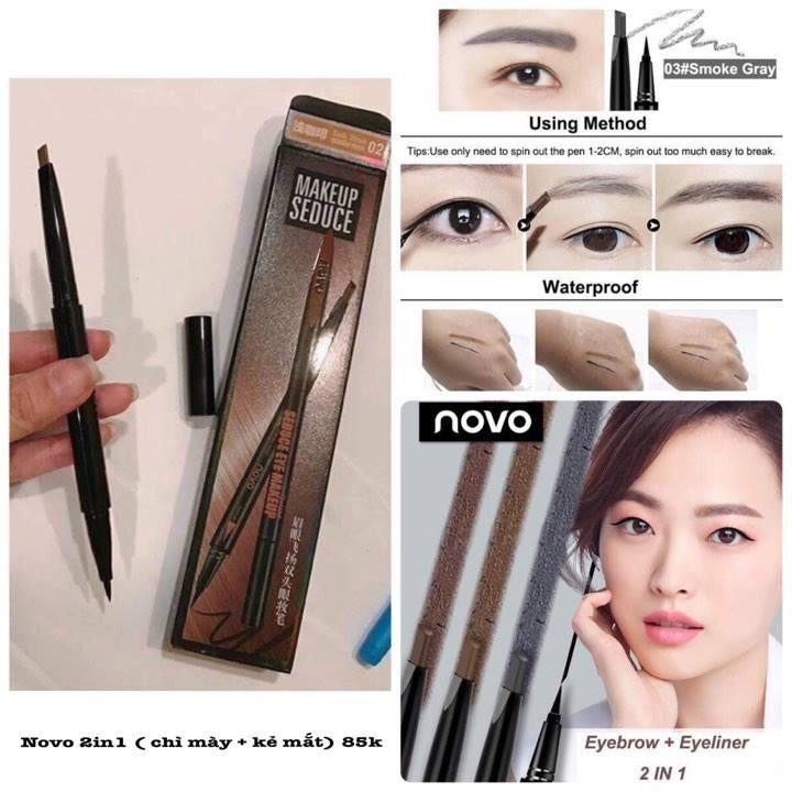 Chì kẻ mày 2in1 NoVo Makeup Seduce (kẻ mày + kẻ mắt)