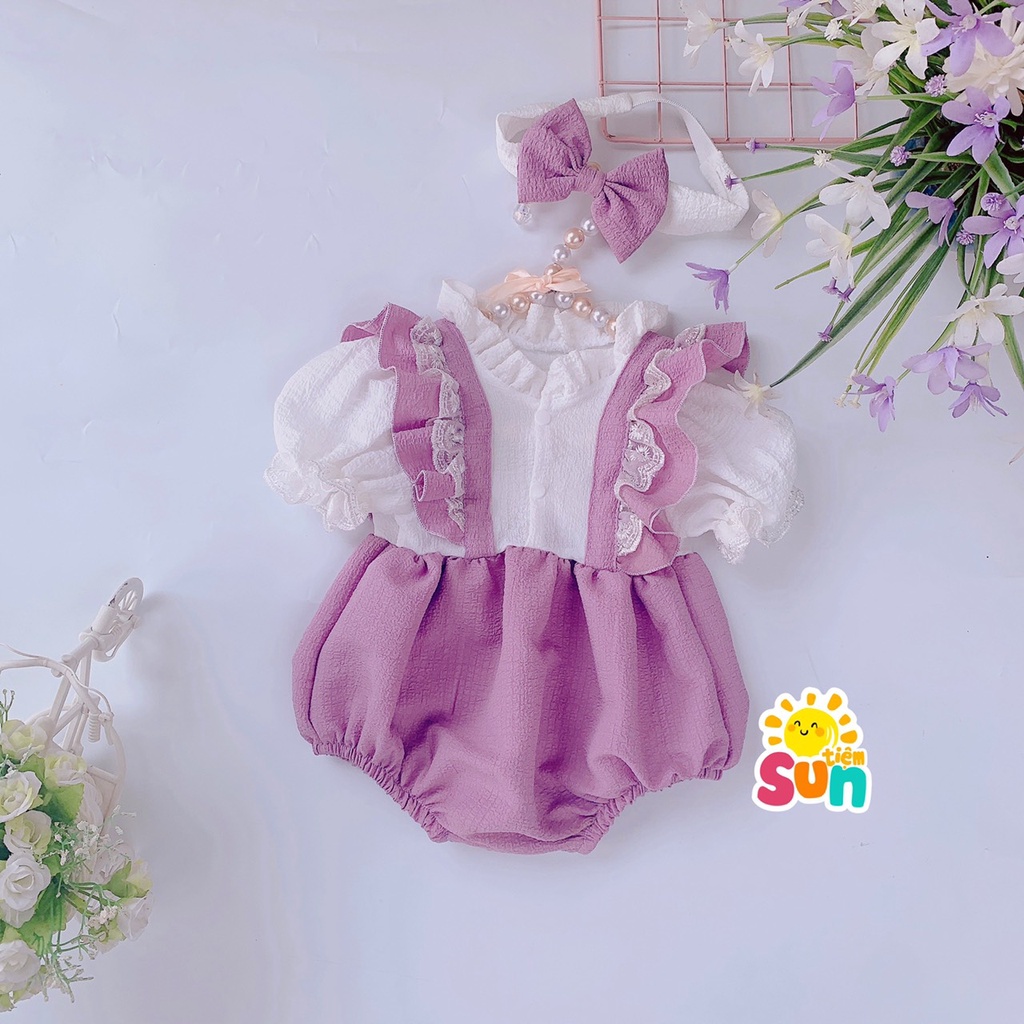 𝗧𝗮̣̆𝗻𝗴 𝘁𝘂𝗿𝗯𝗮𝗻 size 4-10kg, chất đũi xốp mềm mát, body cộc tay cho bé gái hàng thiết kế xịn đẹp