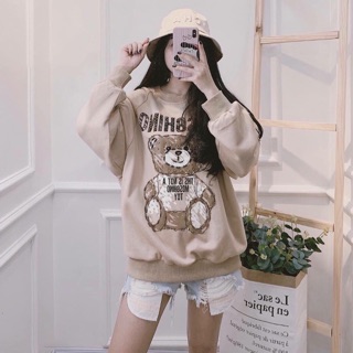 Áo gấu Moschino nỉ da cá