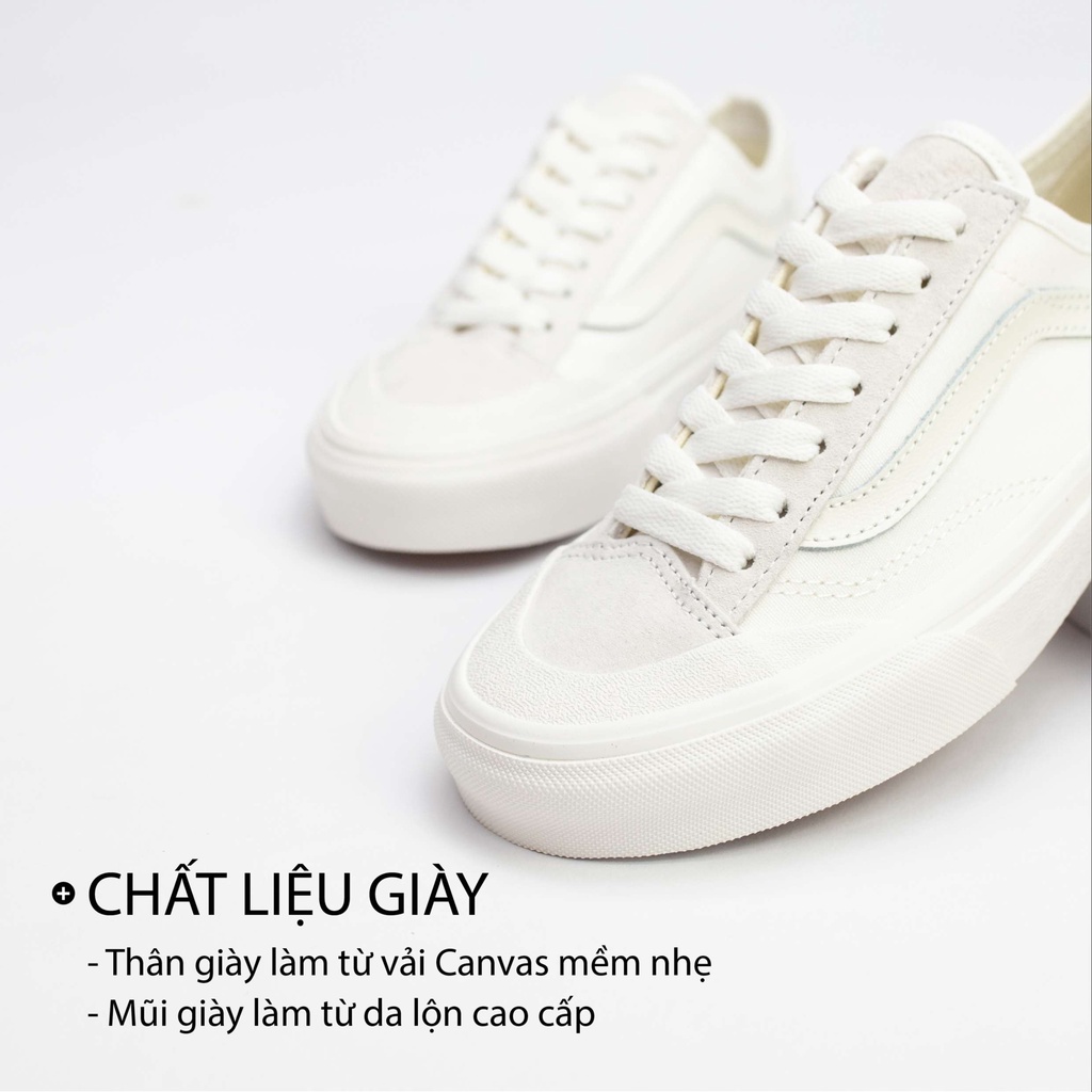 Vans style 36 decon CHÍNH HÃNG màu trắng nam nữ, giày vans cao cấp full box
