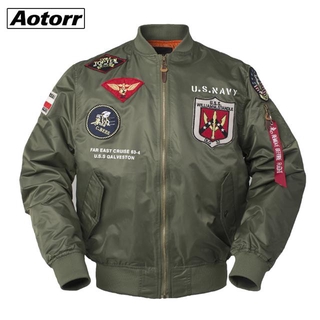 Áo Khoác Bomber Chống Thấm Nước In Chữ Us Air Force Ma1 Dành Cho Nam