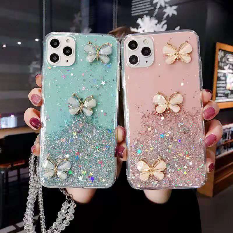 Ốp điện thoại Kim TuyếN HìNh BướM Cho iPhone 12 11 13 14 Pro MAX SE 2020 XS MAX X XR 6 7 8 Plus