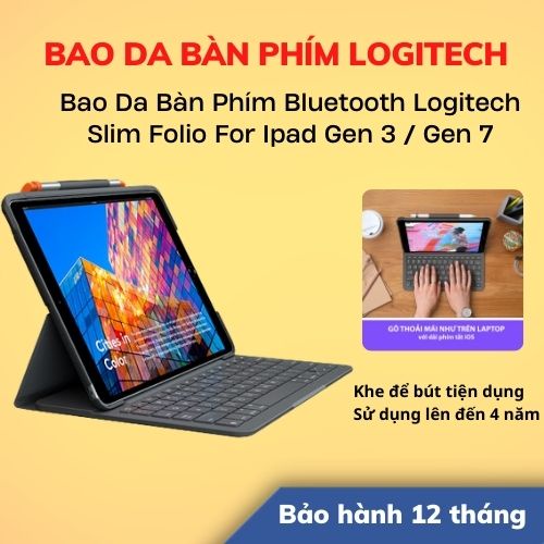 Bao Da Bàn Phím Bluetooth Logitech Slim Folio For Ipad Gen 3 / Gen 7 | Hàng Chính Hãng | LSB Store