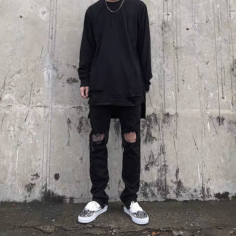 Quần Jeans Dài Rách Gối Cá Tính Thời Trang Cho Nam | BigBuy360 - bigbuy360.vn