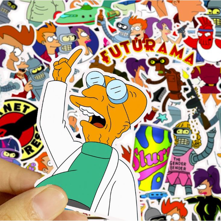 Sticker FUTURAMA nhựa PVC không thấm nước, dán nón bảo hiểm, laptop, điện thoại, Vali, xe, Cực COOL #156