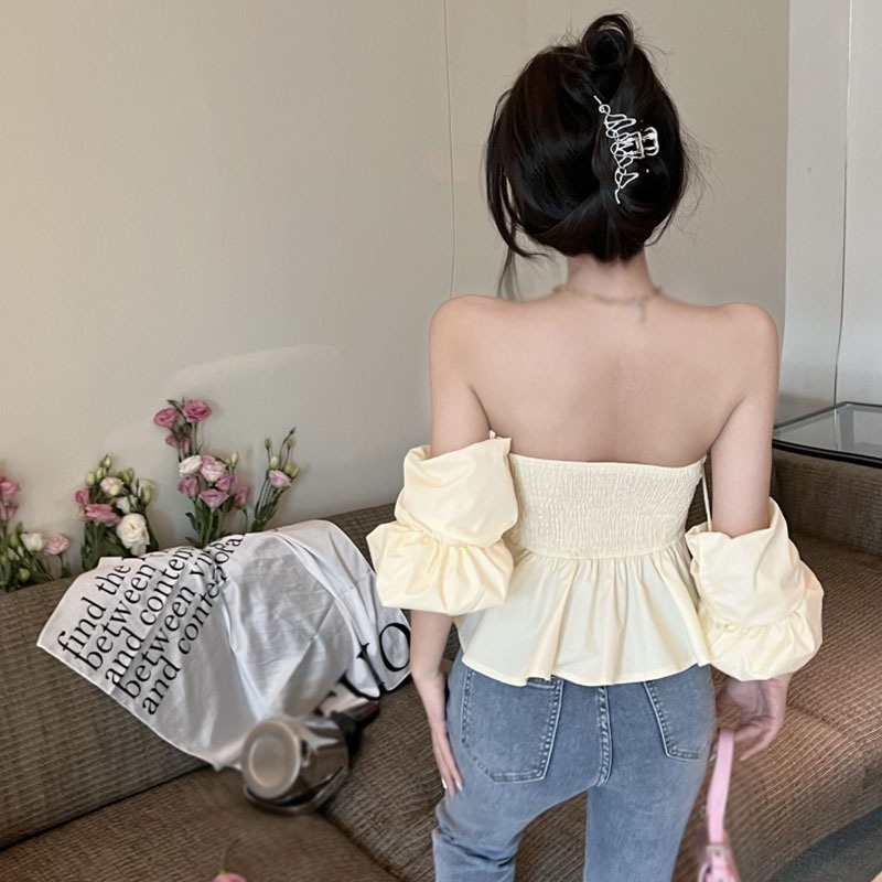 Áo Nữ Trễ Vai Ngắn Tay Thời Trang Hàn Quốc Quyến Rũ