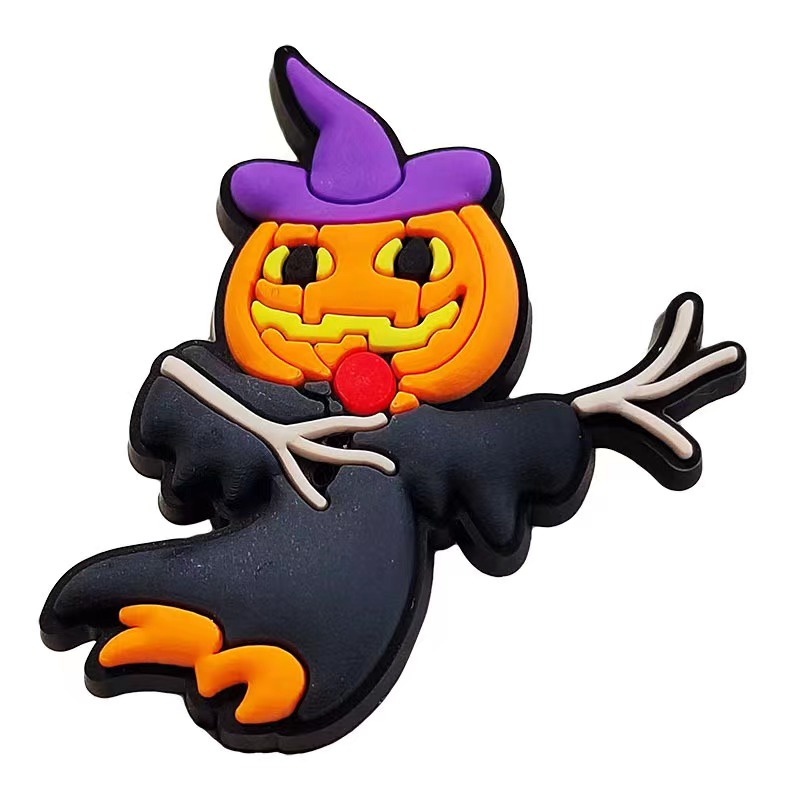 CROCS Guốc Gài Khóa Hình Giày Da Bò Bí Ngô Halloween