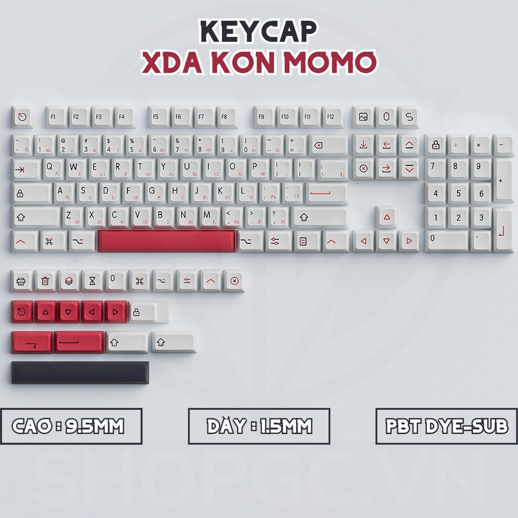Keycap Kon Momo 126 nút bàn phím cơ Profile XDA Thick PBT