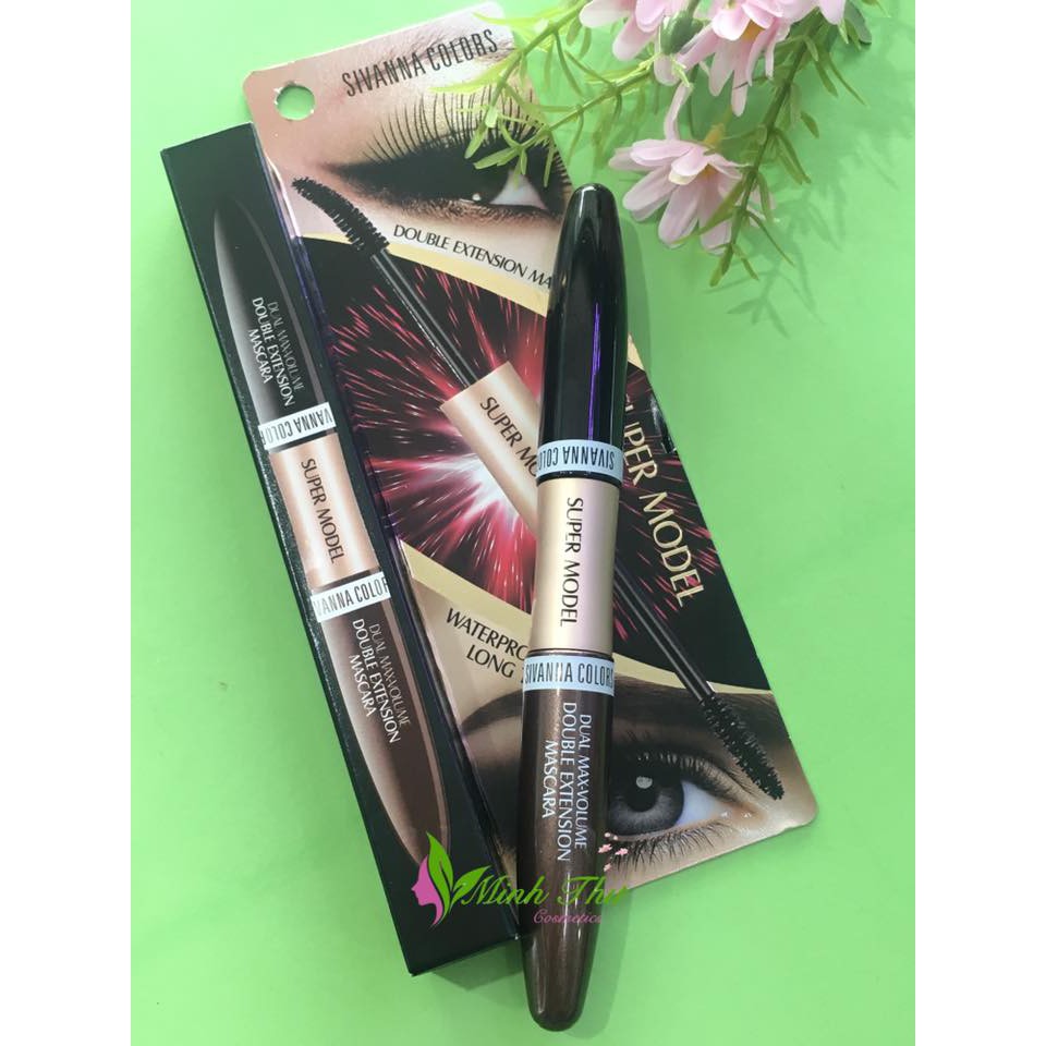 Mascara 2 Đầu ( Đen - Nâu) SIVANNA COLORS Super Model Dual Max-Volume Double Extension Mascara