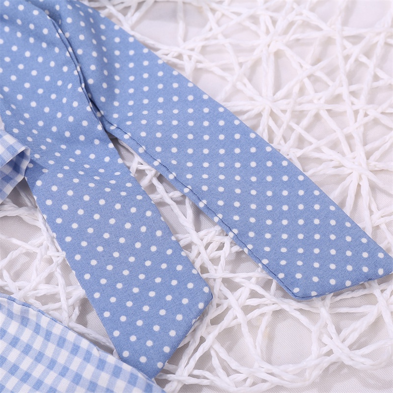 Dây cột tóc phối ruy băng thắt nơ họa tiết hoa / kẻ sọc caro đáng yêu