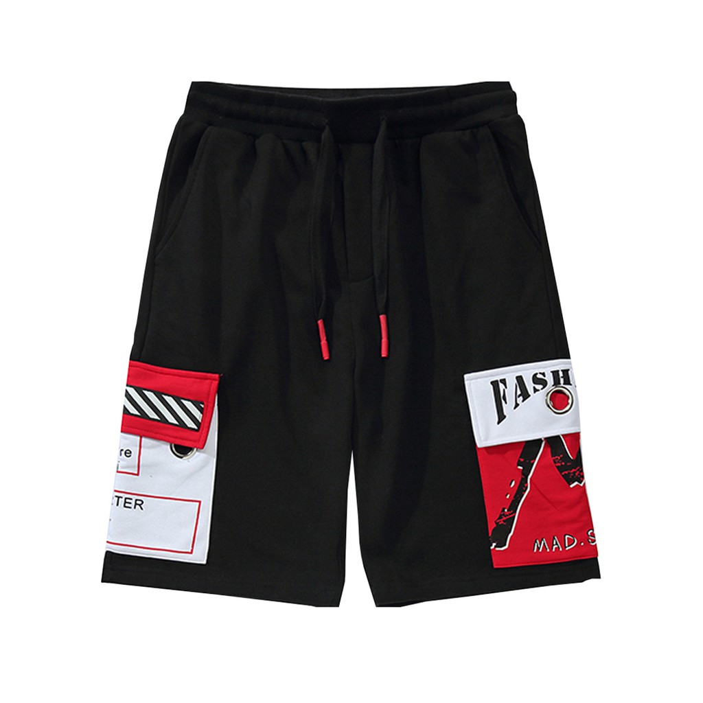 Bộ Quần Áo Thun Nam Thể Thao Mùa Hè Ngắn Tay Phối Quần Short Túi Hộp Hai Màu Đỏ Đen SET NAM 90000102 | BigBuy360 - bigbuy360.vn