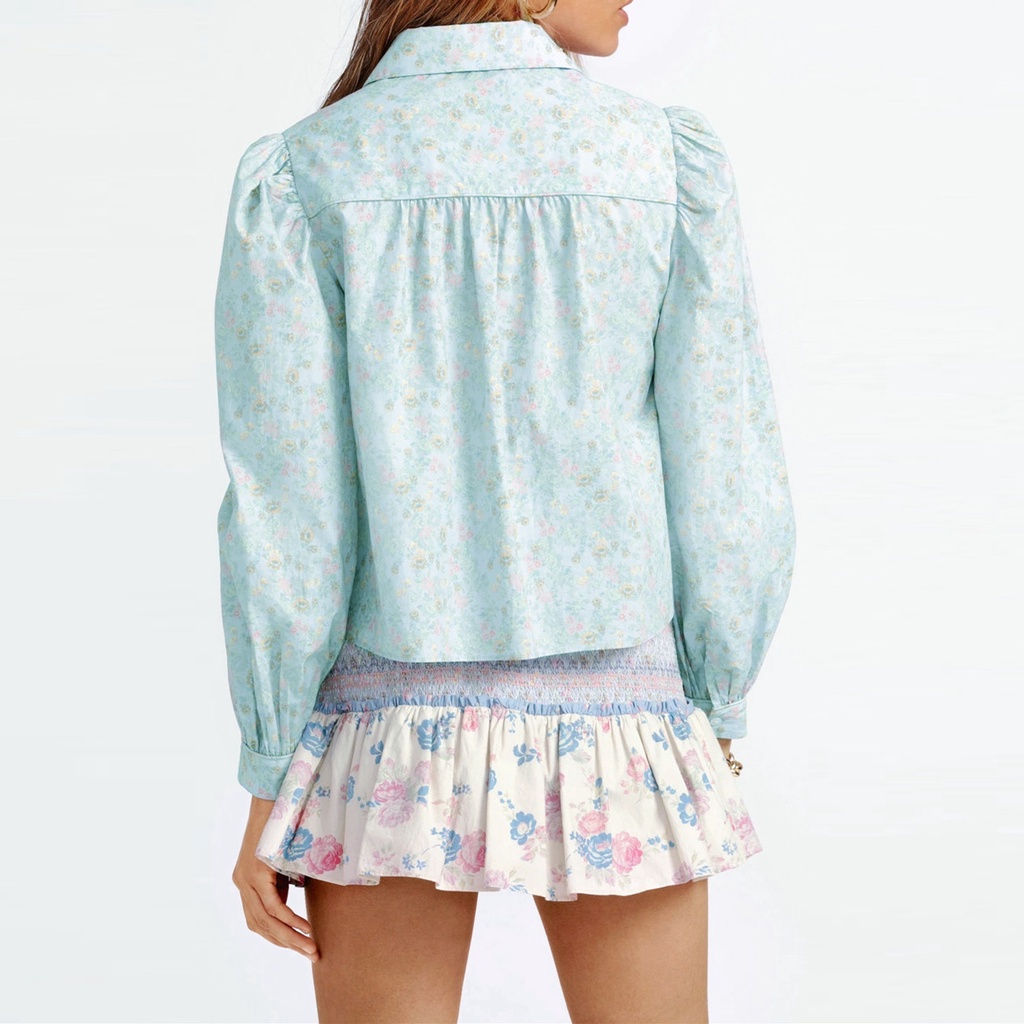 Zara Morocco full tag - Áo sơ mi hoa xanh nhẹ nhàng chất đẹp AH20SMG40N10