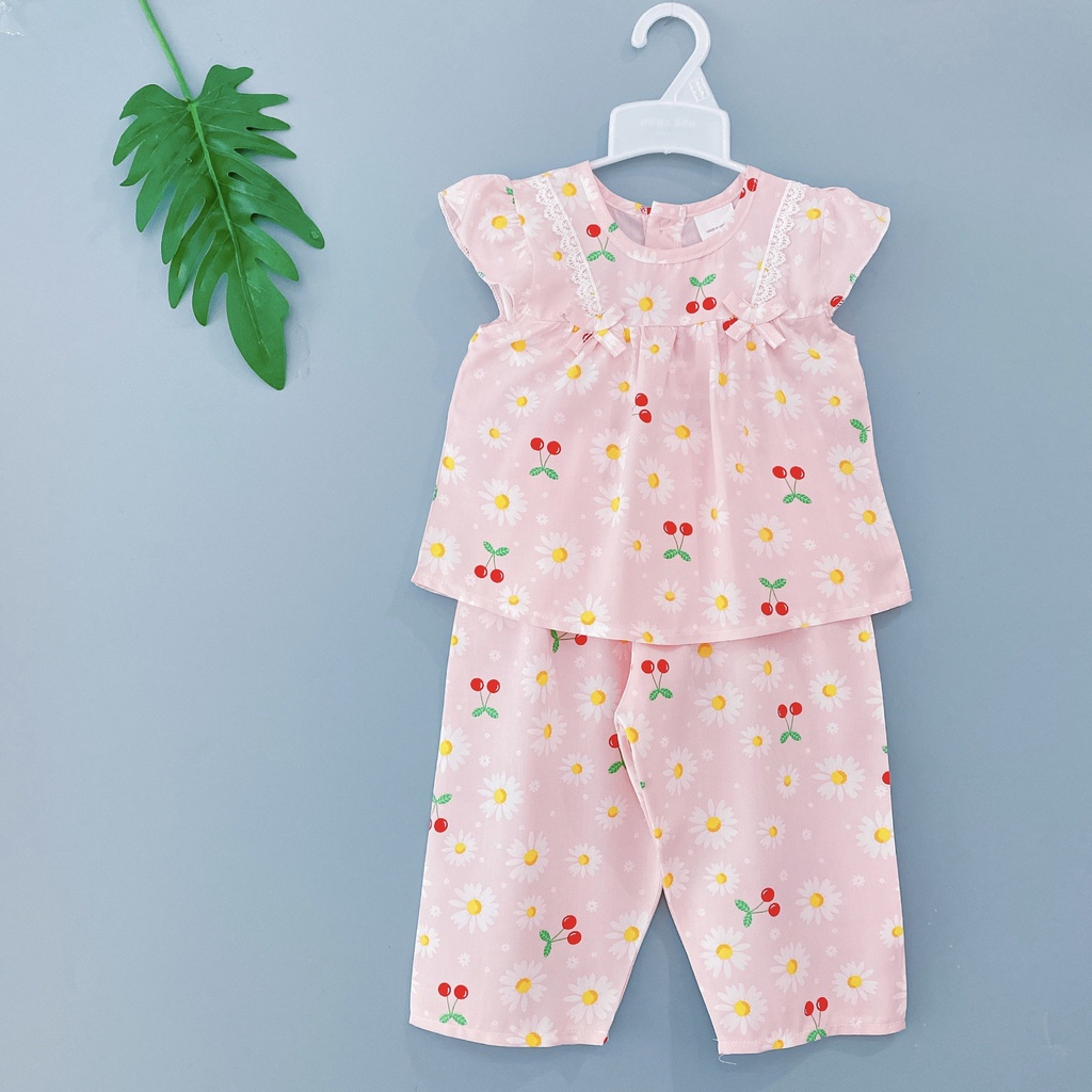 [6-27kg] Bộ quần áo trẻ em tay ngắn quần dài cánh tiên siêu yêu, Đồ bé gái tole lanh 2 da loại 1