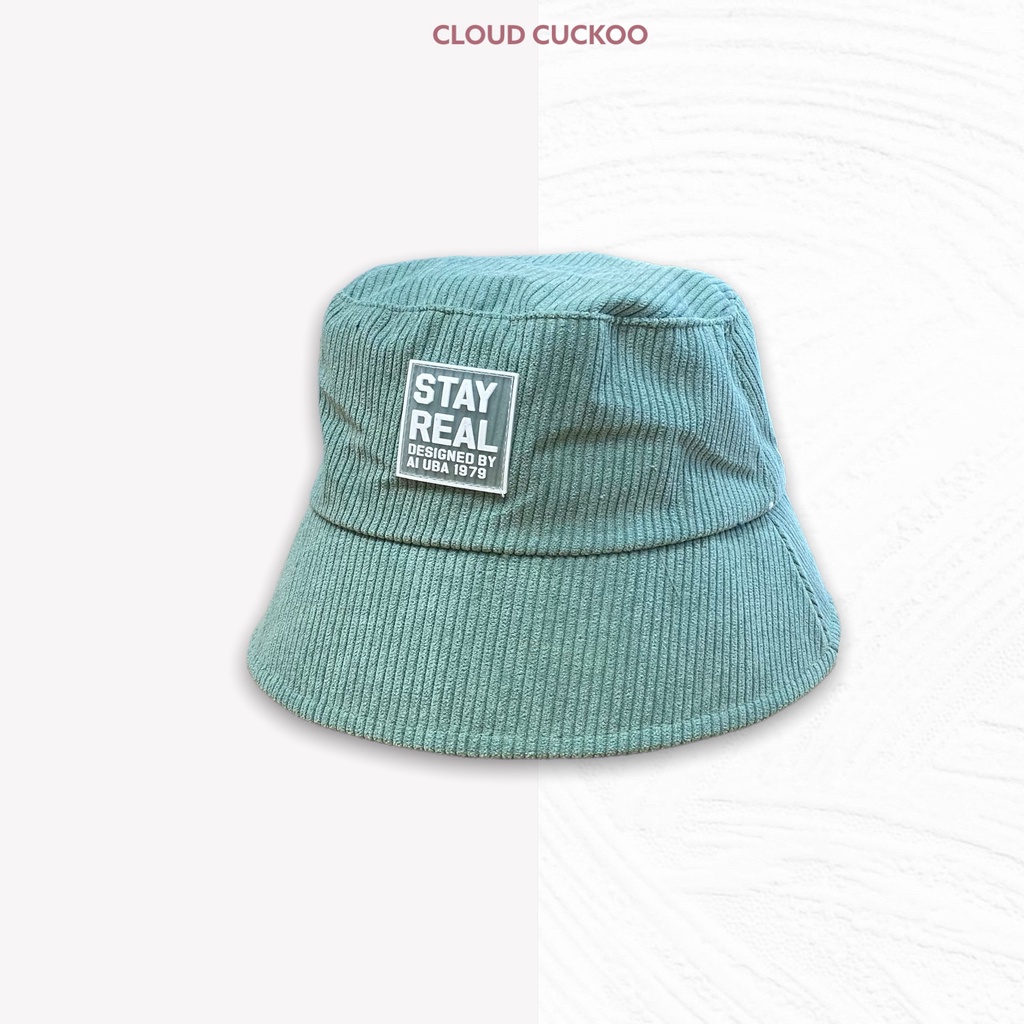 Mũ Bucket Hat Xô Chất Nhung Tăm Logo Stay Thời Trang - Mã Số: MBK04086