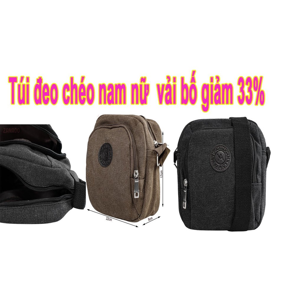 Túi đeo chéo nhỏ vải bố.