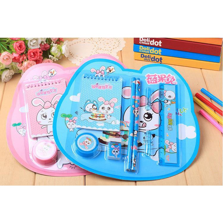 Bộ dụng cụ học tập 8 món cute giá rẻ dễ thương cho bé đồ dùng quà tặng học sinh đẹp NATO BHT02