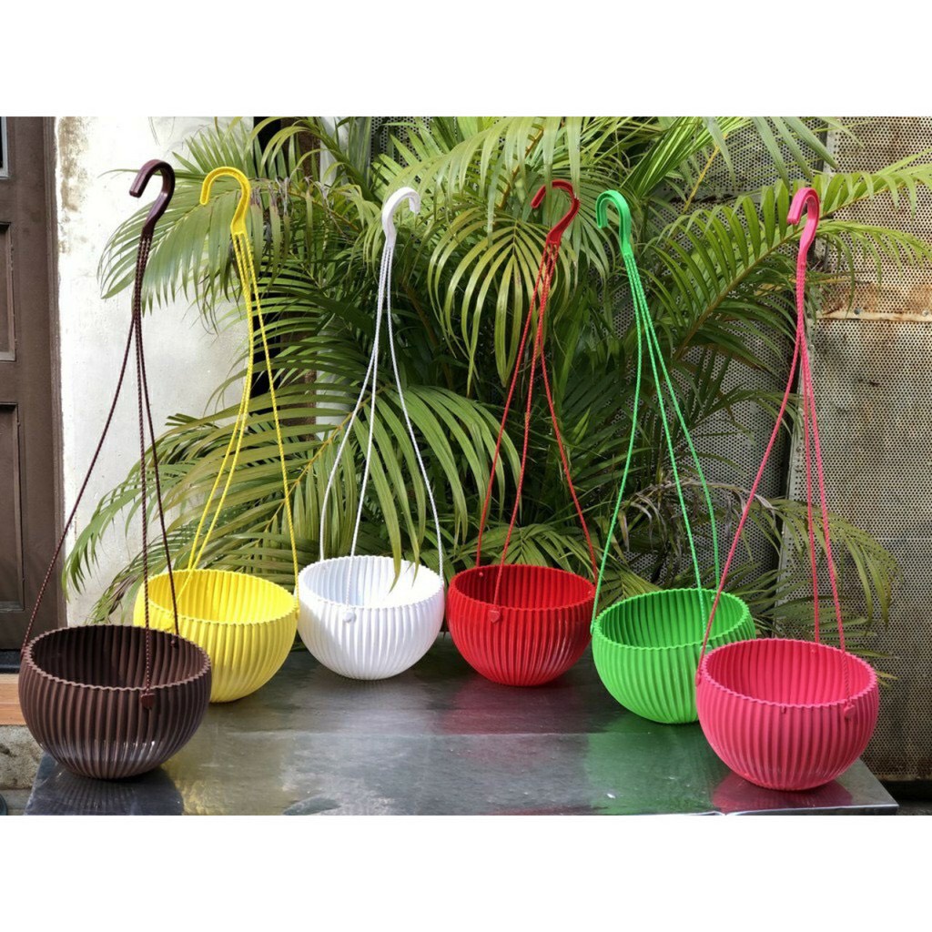 Chậu nhựa treo gân sọc trồng cây trồng hoa treo ban công kích thước 20x12cm