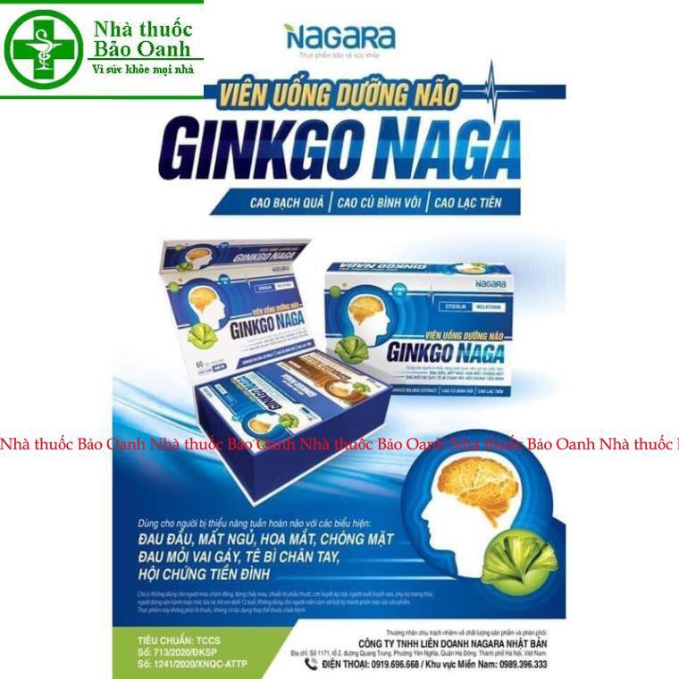 GINKGO NAGA hộp 60viên- viên uống dưỡng não. ngủ ngon sâu giấc