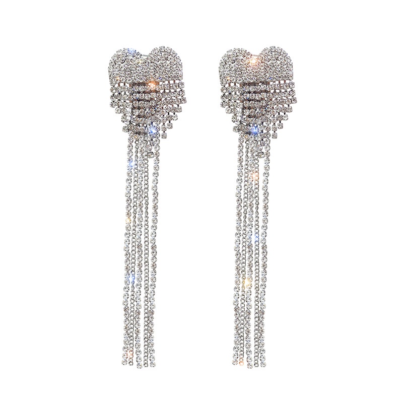 Đôi Khuyên Tai Hình Trái Tim Đính Đá Sang Trọng Cho Nữ