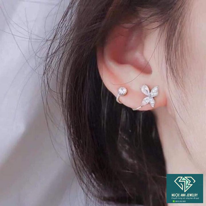 Bông tai bạc nữ,khuyên tai kiểu dáng ôm vành siêu xinh siêu đẹp-Bạc Ngọc Anh