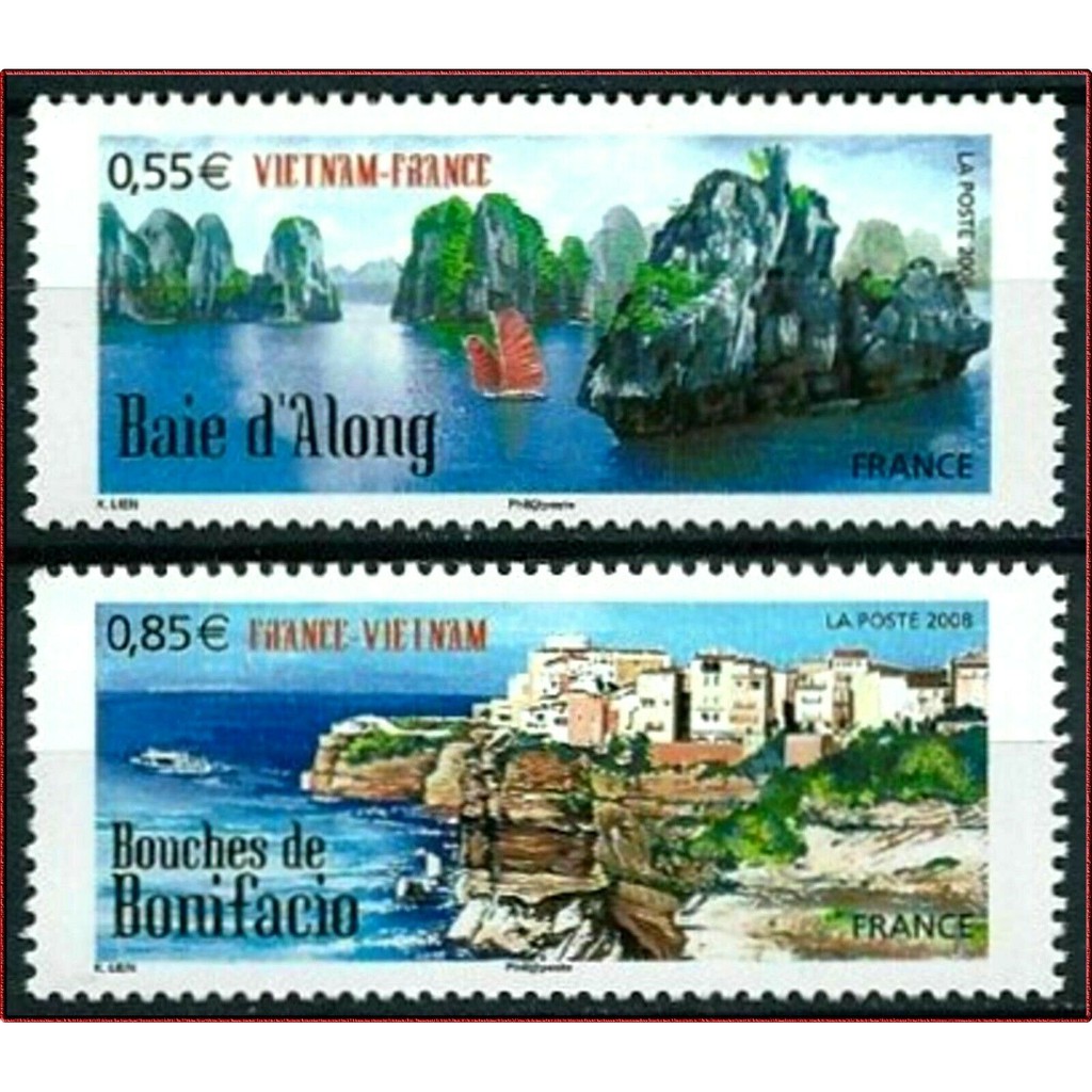 Tem sưu tập Tem Pháp Phát hành chung Pháp Việt 2008 ( 2 tem )