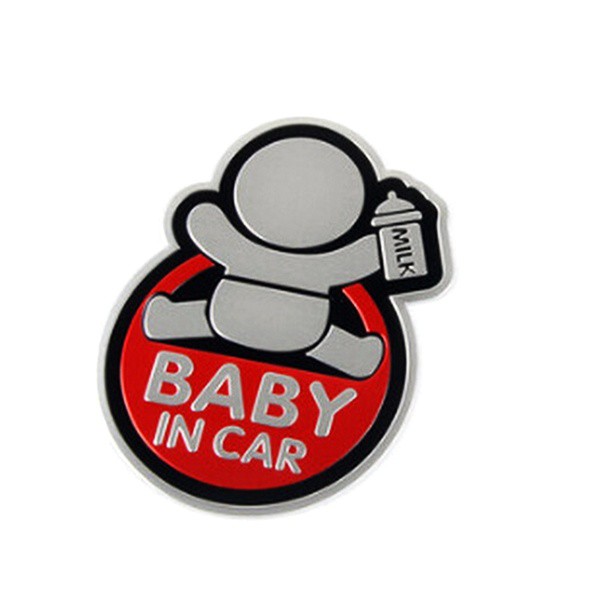 Nhãn dán trang trí họa tiết chữ Baby in Car màu đỏ 3D cho xe hơi