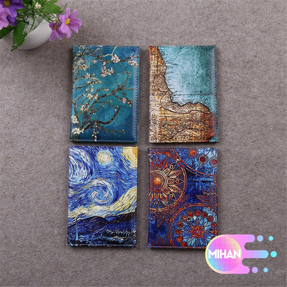 Vỏ Bọc Hộ Chiếu Bằng Da PU Họa Tiết Bầu Trời Sao Chống Thấm Nước MIHAN1 Giá Đỡ