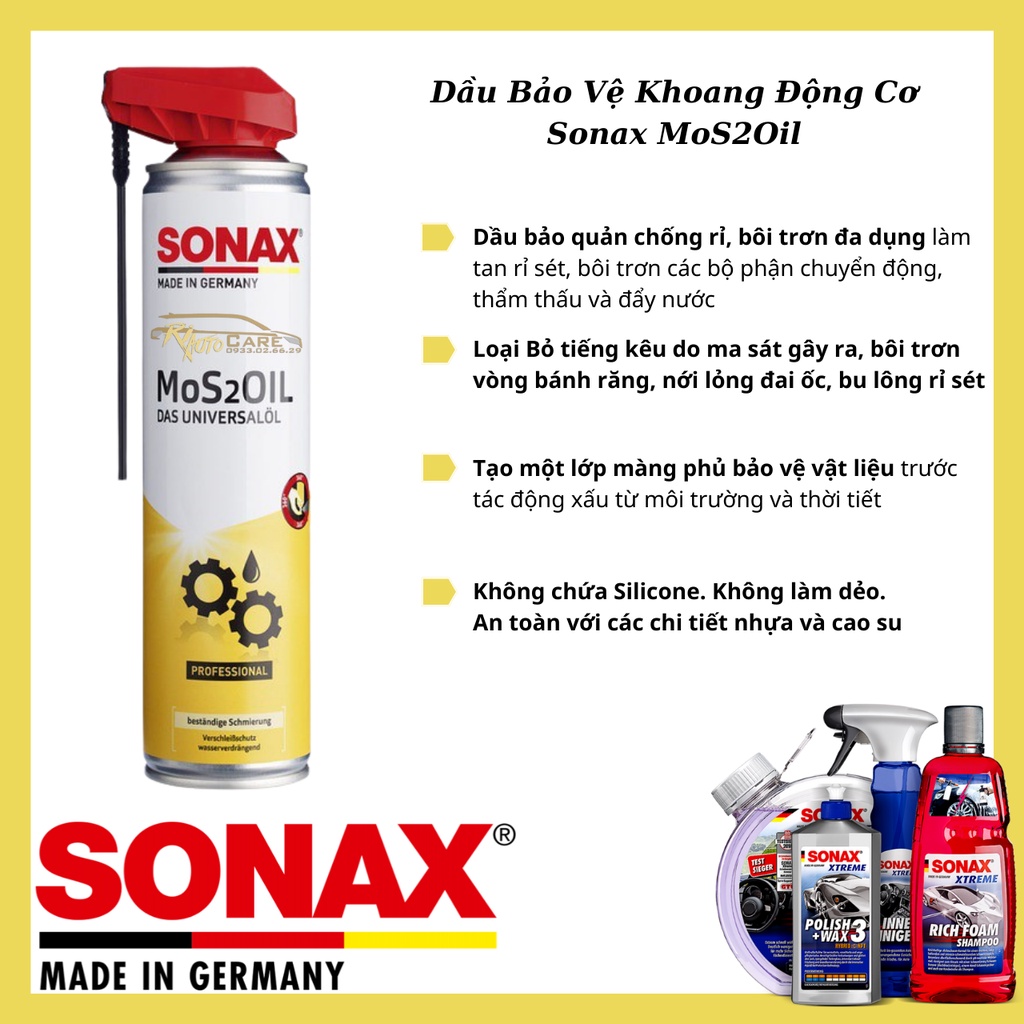 [Dầu Chống Rỉ Sét và Bảo Vệ Động Cơ] Sonax Mos2Oil 339400 400ml - Riautocare