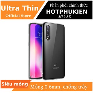 Ốp lưng dẻo silicon cho Xiaomi Mi 9 SE hiệu Ultra thin (0.6mm, trong suốt,chống trầy) - Hàng chính hãng