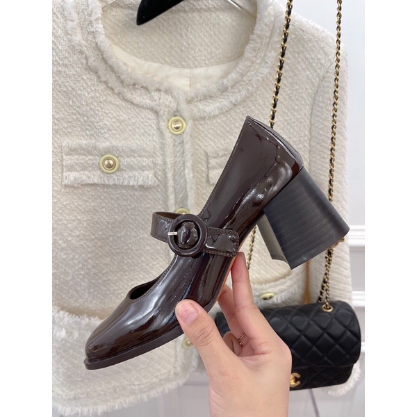 Giày búp bê gót cao 6.5cm da thật thương hiệu Carel cao cấp có 2 màu