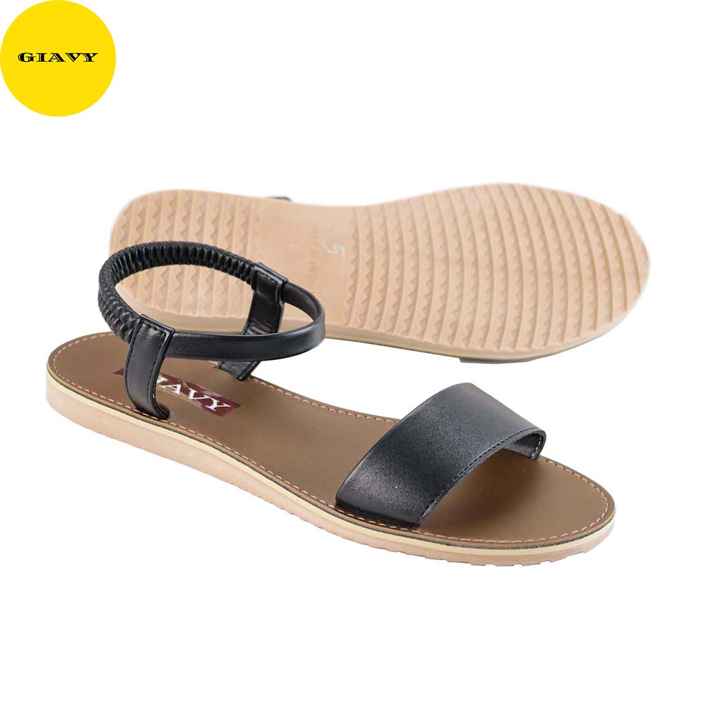 Giày sandal nữ quai ngang, kiểu trơn, thun hậu SU314 - GIAVY