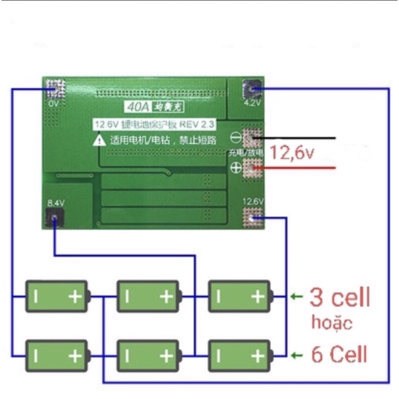 Mạch sạc và bảo vệ pin Li-ion 3S -40A