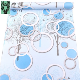 Cuộn 10Met Giấy Dán Tường Vòng Tròn Xanh Da Trời ( Có sẵn keo).