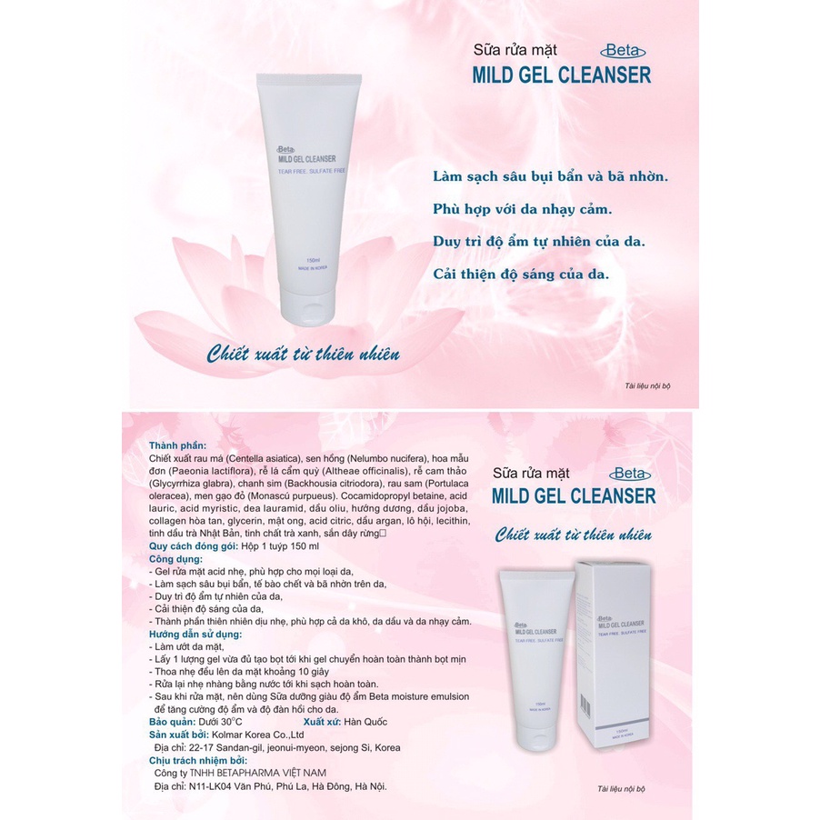 Sữa dưỡng ẩm Beta Moisture Emulsion cho da dầu,mụn,da nhạy cảm