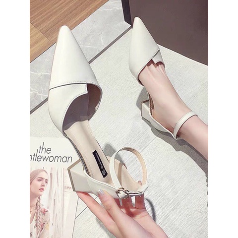 Dép Quai Hậu Nữ Mũi Nhọn Cao 5 Phân Thiết Kế Mũi Xếp Phong Cách Size 35 - 39