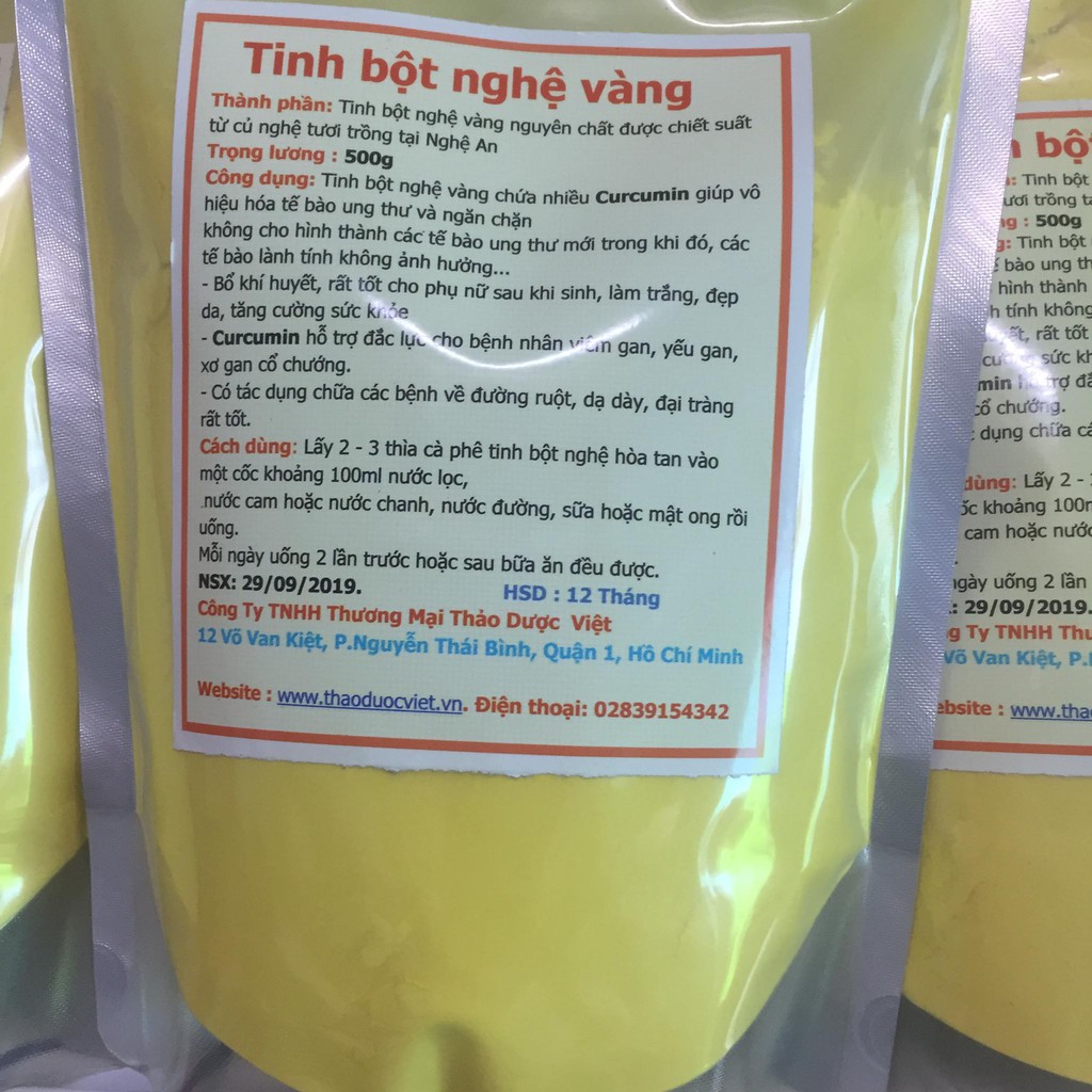 SALE 500 gam TINH BỘT NGHỆ VÀNG (TỪ CỦ NGHỆ ĐỎ NGHỆ AN)