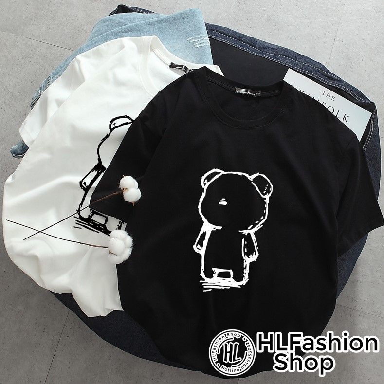 Áo thun tay lỡ form rộng Gấu Teddy dễ thương, áo phông form rộng size HLFashion | BigBuy360 - bigbuy360.vn