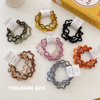 Set Dây Cột Tóc/ Thun Cột Tóc Hình Gợn Sóng Màu Pastel Basic Hàn Quốc
