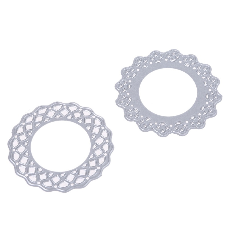 Khuôn cắt giấy kim loại khung tròn họa tiết ren xinh xắn