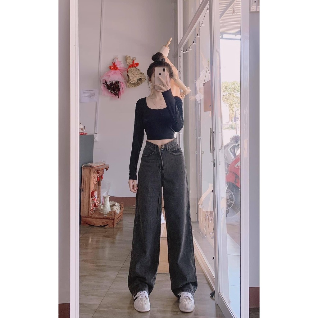 Quần Jean Nữ Ống Rộng Form Culottes Siêu Tôn Dáng - Mã J01