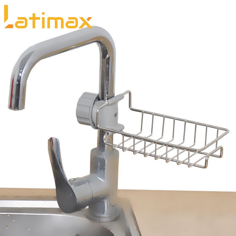 Giá để giẻ rửa bát inox gắn vòi rửa điều chỉnh lên xuống Latimax KRC6