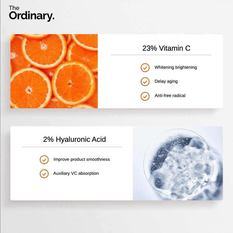 The Ordinary Serum Vitamin C Kem Dưỡng Sáng Da Vitamin C hỗn hợp 23% + HA Spheres 2% 30ml