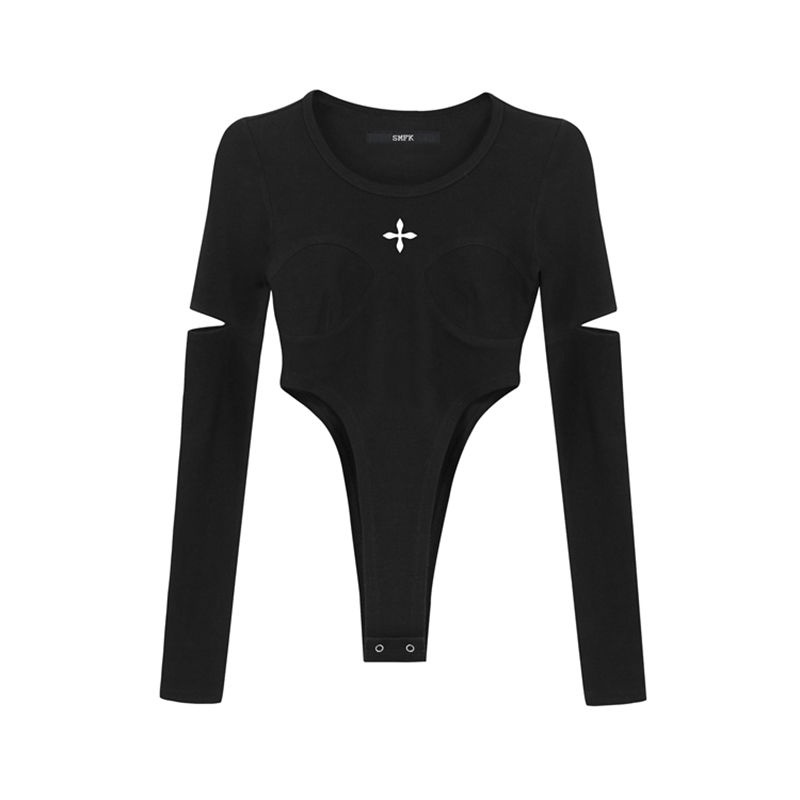 smfk infinite deconstruction jumpsuit black tight top slim sexy T-shirt sports style short 2022 | BigBuy360 - bigbuy360.vn